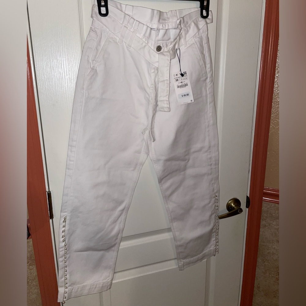 white pearl Zara Jeans